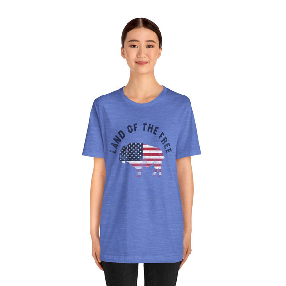 Land of the Free Graphic Tee - Unisex American Flag Buffalo T-Shirt
