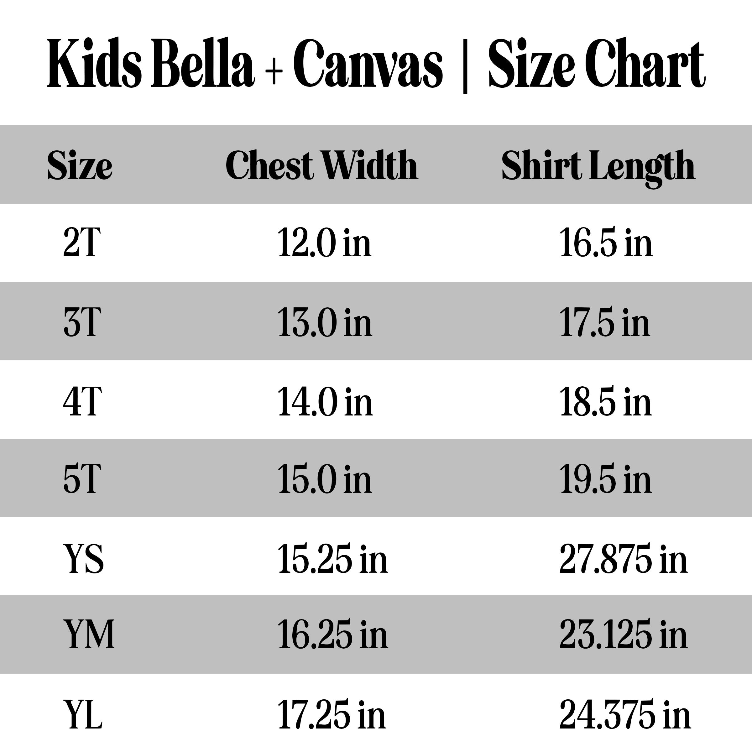 Camper kids size chart sale