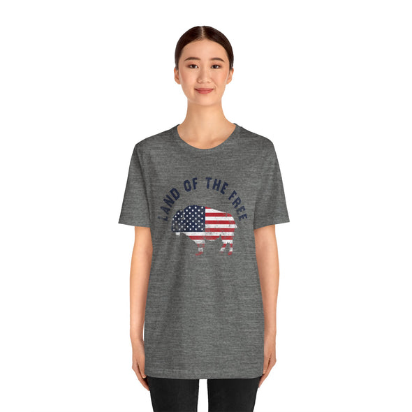 Land of the Free Graphic Tee - Unisex American Flag Buffalo T-Shirt