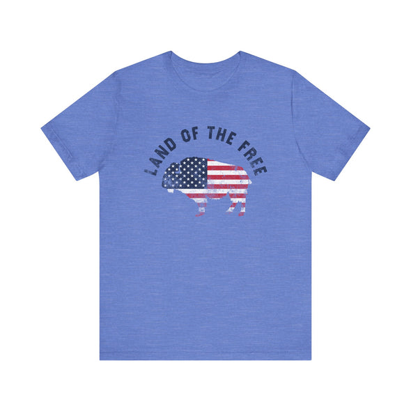 Land of the Free Graphic Tee - Unisex American Flag Buffalo T-Shirt