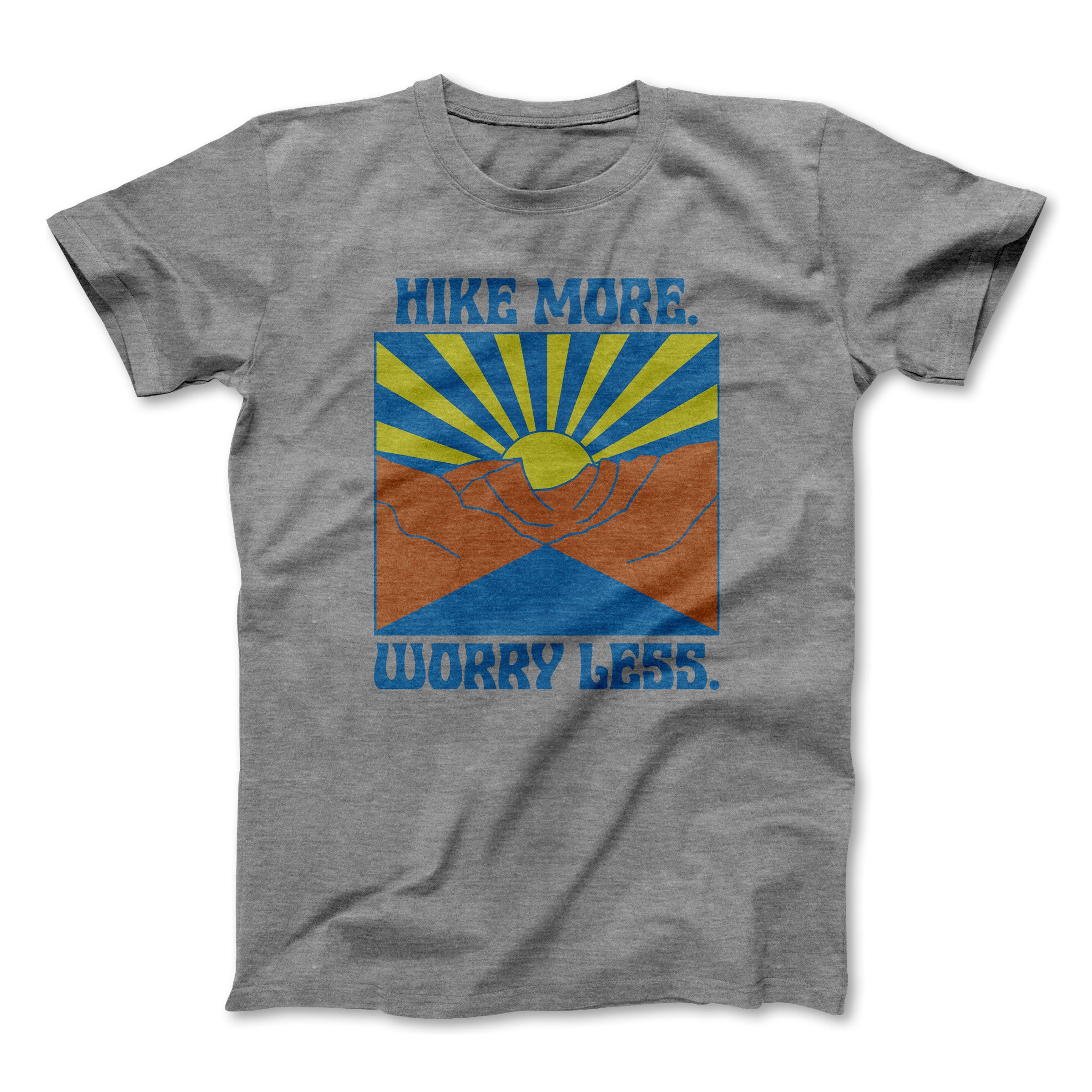 Jorlyen Women's Hiking Graphic Tee - Funny 'Hike More Worry Less' Mountain Athletic Shirt
